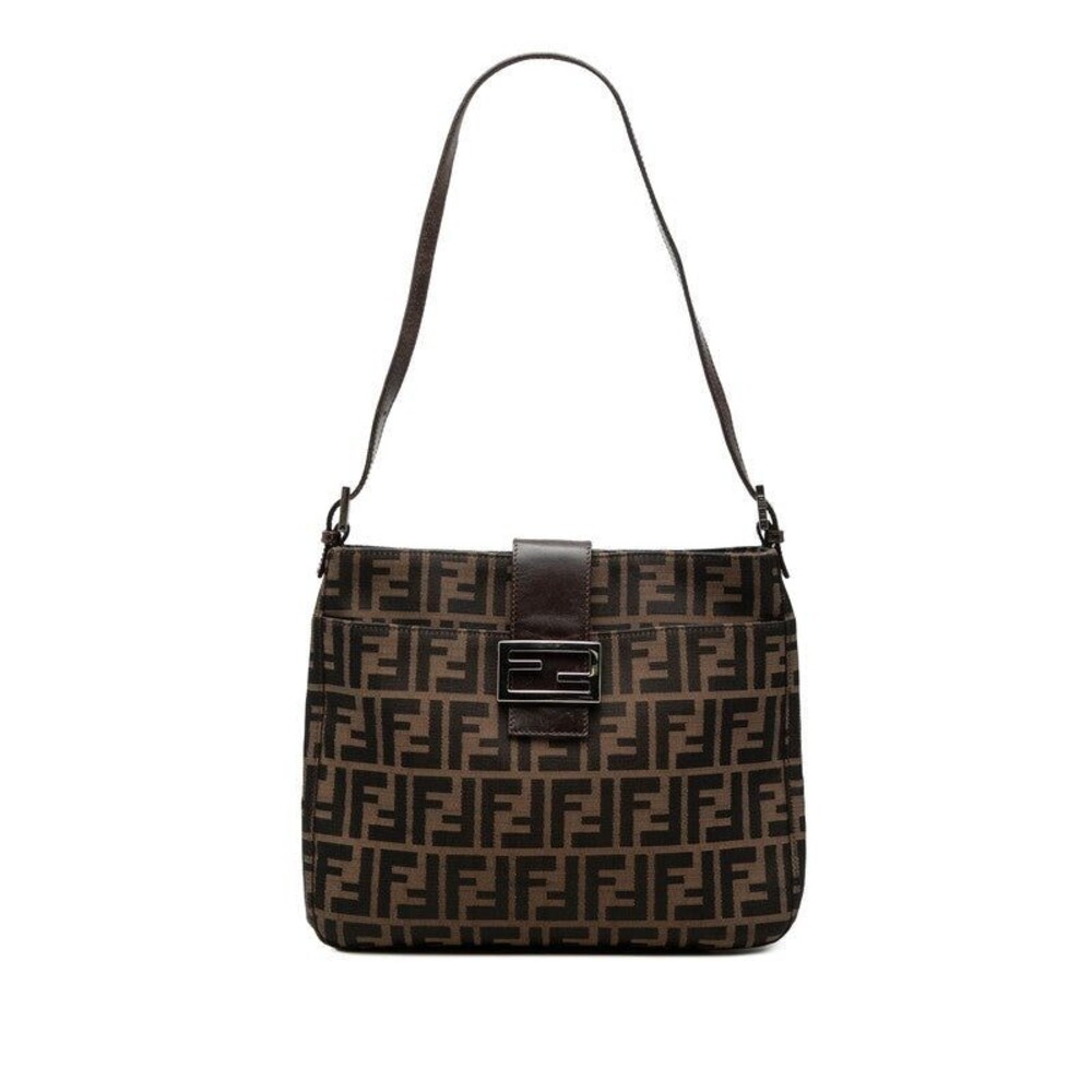 Fendi Zucca Mamma Bucket Leather Handbag Brown